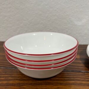 Corelle Red and White Cereal Bowl set of 4